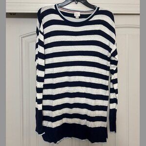 A New Day Womens S Navy Bllue & White Striped Sweater